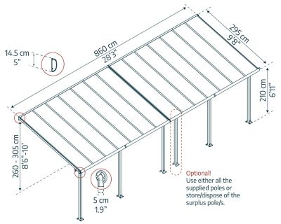 Image showing 7 th Canopia by Palram Olympia 10 x 28ft. Patio Cover, White/White
