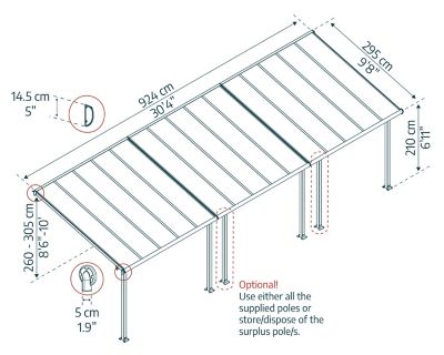 Image showing 7 th Canopia by Palram Olympia 10 x 30ft. Patio Cover, White/White