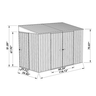 Image showing 9 th ABSCO 10 x 5ft. Metal Bike Shed, Surfmist