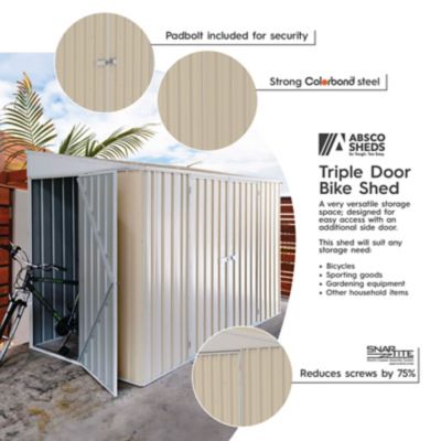 Image showing  10 x 5ft. Metal Bike Shed, Classic Cream