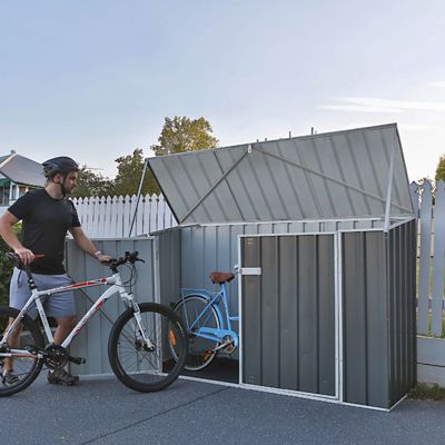 Image showing  7.5 x 2.5ft. Metal Bike Shed, Woodland Gray
