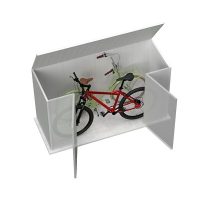 Image showing  7.5 x 2.5ft. Metal Bike Shed, Woodland Gray