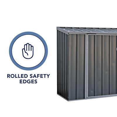 Image showing 5 th ABSCO 7.5 x 2.5ft. Metal Bike Shed, Woodland Gray