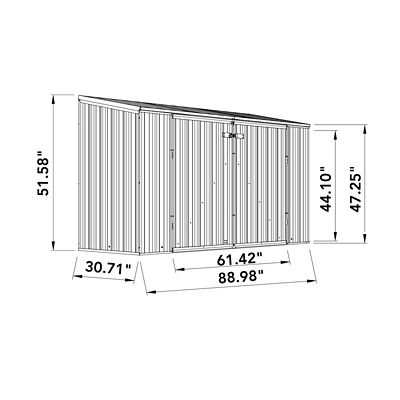 Image showing 8 th ABSCO 7.5 x 2.5ft. Metal Bike Shed, Woodland Gray