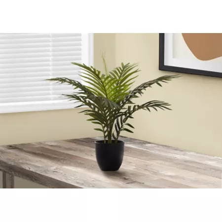 Monarch Specialties 20" Artificial Green Palm Tree in 5" Black Pot Artificial Plants & Flowers