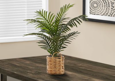 Monarch Specialties 24 in. Artificial Green Palm Plant in 8 in. Beige Basket