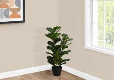 Monarch Specialties 32 in. Artificial Fiddle Fig Plant in 6 in. Black Pot