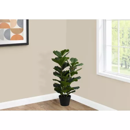 Monarch Specialties 32" Artificial Fiddle Fig Plant in 6" Black Pot Artificial Plants & Flowers