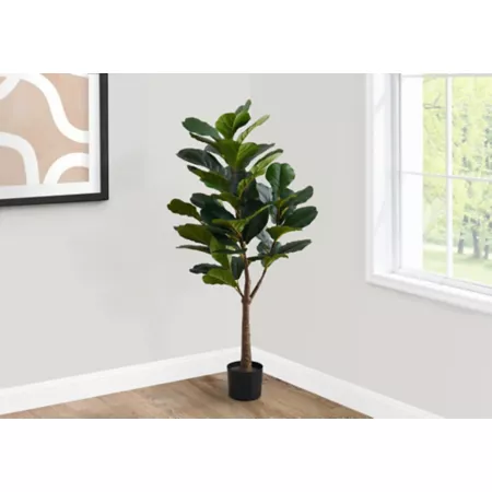 Monarch Specialties 47" Artificial Fiddle Fig Tree in 6" Black Pot Artificial Plants & Flowers