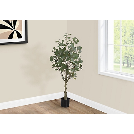 Monarch Specialties 46 in. Artificial Eucalyptus Tree in 5 in. Black Pot