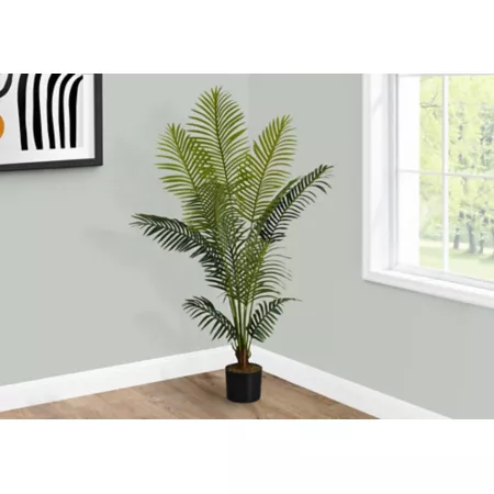 Monarch Specialties 57" Artificial Green Palm Tree in 5" Black Pot Artificial Plants & Flowers