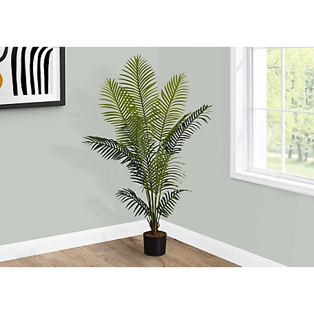 Monarch Specialties 57 in. Artificial Green Palm Plant in 5 in. Black Pot