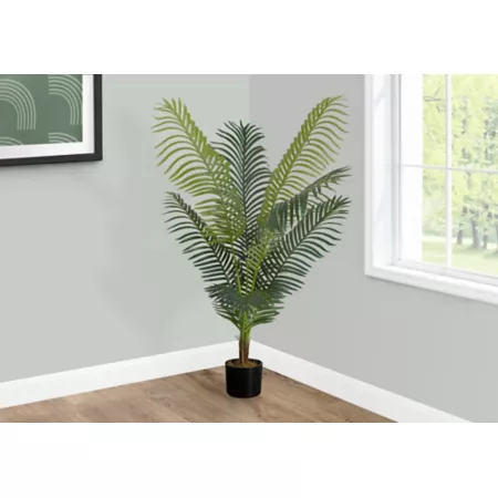 Monarch Specialties 47" Artificial Green Palm Tree in 5" Black Pot Artificial Plants & Flowers