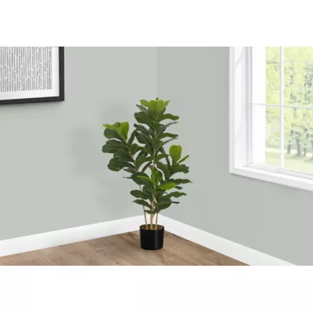 Monarch Specialties 41" Artificial Fiddler Plant in 5" Black Pot Artificial Plants & Flowers