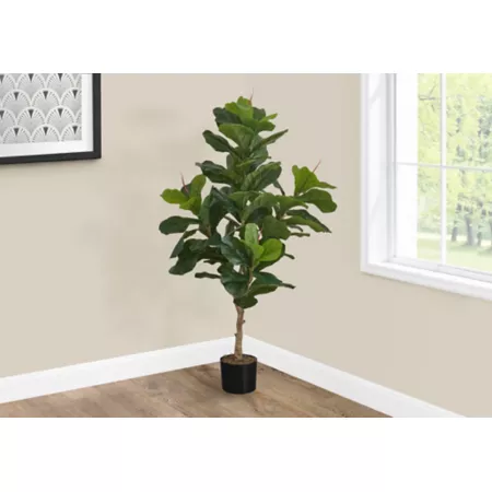 Monarch Specialties 47" Artificial Fiddler Plant in 5" Black Pot Artificial Plants & Flowers