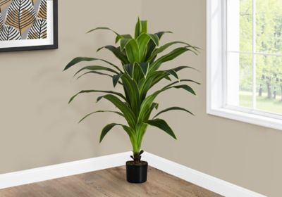 Monarch Specialties 47 in. Artificial Dracaena Plant in 5 in. Black Pot