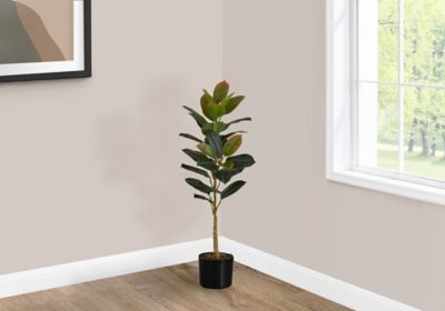 Monarch Specialties 40 in. Artificial Rubber Tree Plant in 6 in. Pot