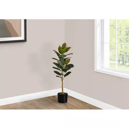 Monarch Specialties 40" Artificial Rubber Tree Plant in 6" Pot Artificial Plants & Flowers