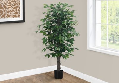 Monarch Specialties 58 in. Artificial Green Ficus Tree in 6 in. Pot