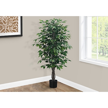 Monarch Specialties 58 in. Artificial Green Ficus Tree in 6 in. Pot