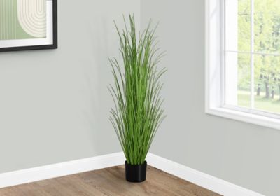 Monarch Specialties 47 in. Artificial Green Grass Tree Plant in 5 in. Black Pot