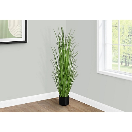 Monarch Specialties 47 in. Artificial Green Grass Tree Plant in 5 in. Black Pot