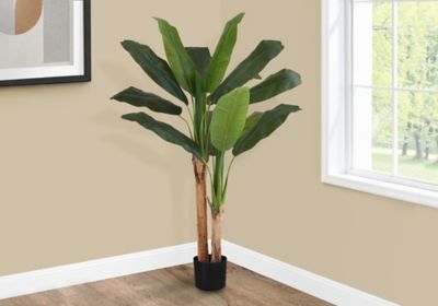 Monarch Specialties 55 in. Artificial Banana Tree Plant in 6 in. Black Pot