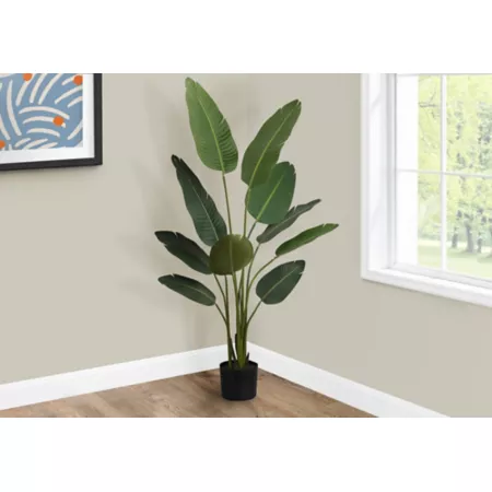 Monarch Specialties 60" Artificial Bird of Paradise Plant in 5" Black Pot Artificial Plants & Flowers