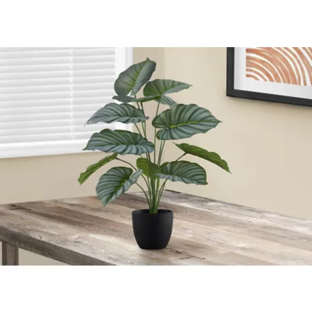 Monarch Specialties 24" Artificial Calathea Plant in 5" Black Pot Artificial Plants & Flowers