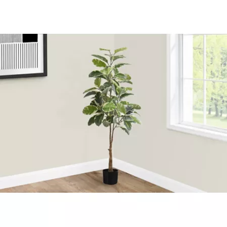 Monarch Specialties 52" Artificial Rubber Tree Plant in 5" Black Pot Artificial Plants & Flowers