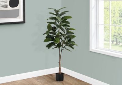 Monarch Specialties 52 in. Artificial Rubber Tree Plant in 5 in. Pot