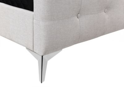 Image showing 7 th Monarch Specialties Queen Upholstered Bed with Chrome Legs