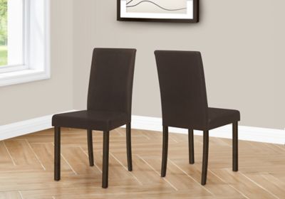 Monarch Specialties Upholstered Leather Look Dining Chair with Wooden Legs