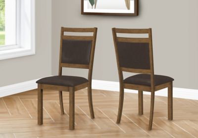 Monarch Specialties Upholstered Leather Look Dining Chair with Wooden Frame and Legs
