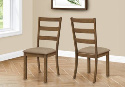 Monarch Specialties Upholstered Horizontal Slat Back Wooden Dining Chair