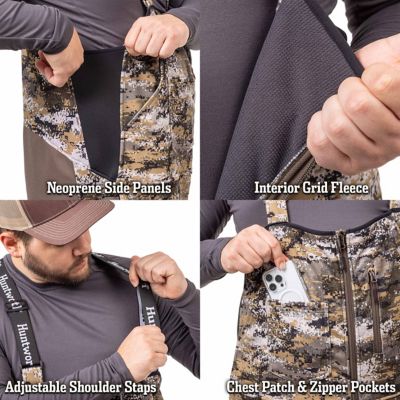 Image showing  Men's Elkins Midweight Windproof Soft Shell Bib Overalls Grid Fleece Interior