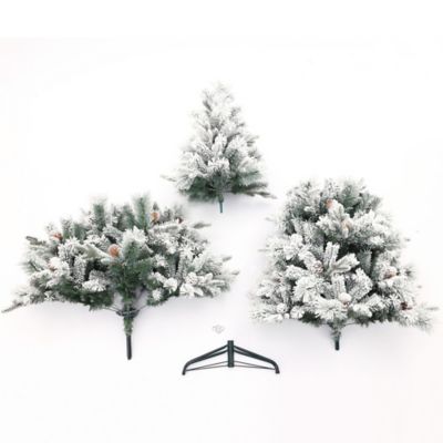 Image showing  6 ft. Artificial Flocked Full Pine Christmas Tree with Pine Cones