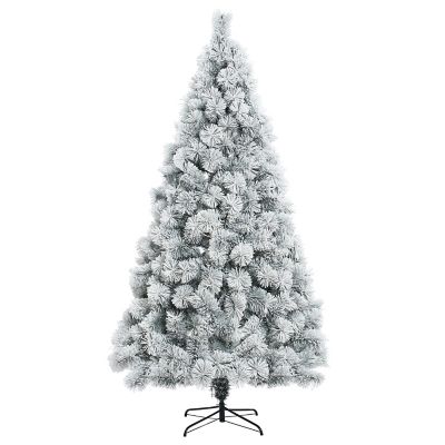 LuxenHome 7.7 ft. Full Artificial Snow-Flocked Christmas Tree