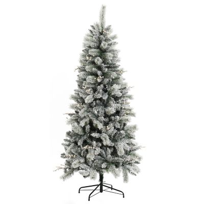 LuxenHome6.5 ft. Pre-Lit Full Artificial Snow-Flocked Christmas Tree
