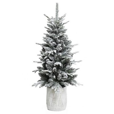 Image showing  4 ft. Pre-Lit Snow-Flocked Potted Artificial Christmas Tree