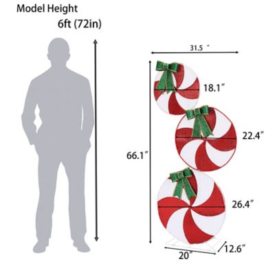 Image showing 9 th LuxenHome Peppermint Candy Christmas Lighted LED Indoor/Outdoor Holiday Decoration