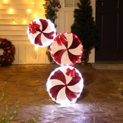 LuxenHome 2.7 ft. Peppermint Candy Lighted Holiday Decoration