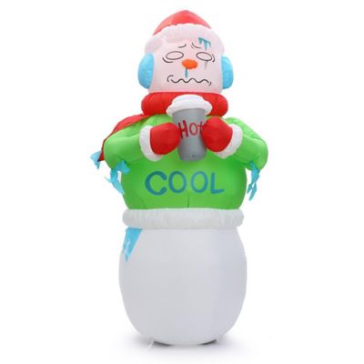 LuxenHome 6.8 ft. Shivering Snowman in Ugly Christmas Sweater Inflatable with LED Lights