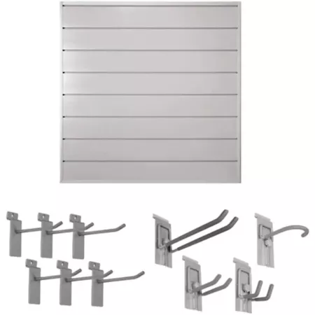 CrownWall 48" x 48" PVC Slatted Wall Panel Set with Locking Hook Kit 10 Pack Slat Wall Panels