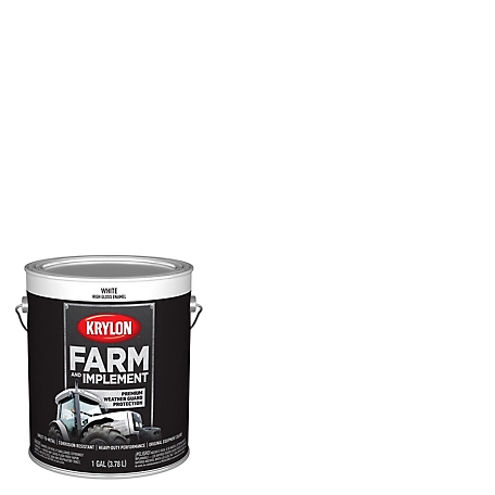 Krylon Farm & Implement Brush On-Paint, High Gloss, White, 1 Gallon