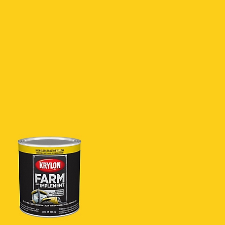 Krylon Farm & Implement Brush On-Paint, High Gloss, Tractor Yellow, 1 Quart