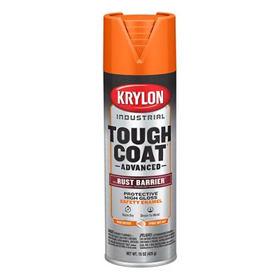 Krylon Industrial 15 oz. Safety Orange Tough Coat Advanced Spray Paint with Rust Barrier Technology, High Gloss