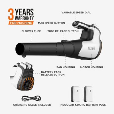 Image showing  U20 130 MPH/560 CFM 20V Cordless Handheld Leaf Blower, Battery and Charger Included