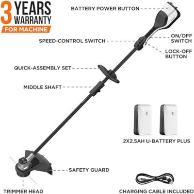 Image showing  U20 14 in. 40V Straight Shaft Cordless String Trimmer, Battery and Charger Included