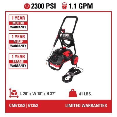 Image showing  2,300 PSI 1.1 GPM Electric Cold Water Residential Clean Machine Pressure Washer